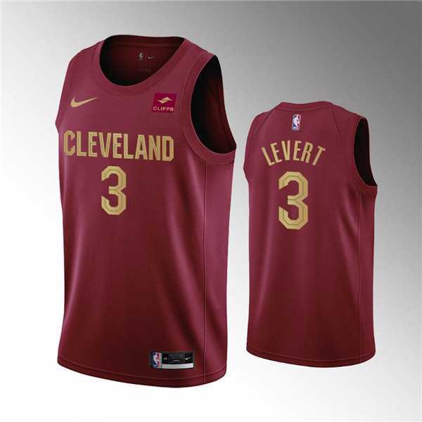 Men%27s Cleveland Cavaliers #3 Caris LeVert Wine Icon Edition Stitched Basketball Jersey Dzhi